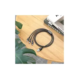 Дата кабель USB 2.0 AM to Lightning + Micro 5P + USB-C 1.0m black BOROFONE (6974443384666) - мініатюра 2