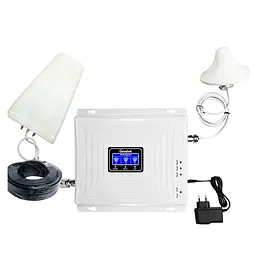 GSM підсилювач Lintratek KW20C-GDW 900-1800-2100MHZ Репітер мобільного зв'язку та інтернету 4G LTE, Повний комплект (19268)