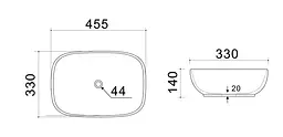 Умивальник накладний Mixxus Premium Diverse-0116 grey 455x330x135 мм MP6651, Графит - мініатюра 2