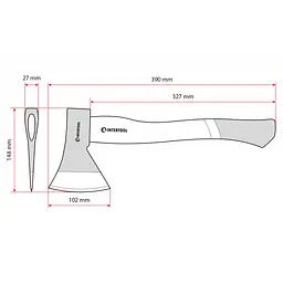 Сокира 600 г, ручка пекан, 48-57 HRC INTERTOOL HT-0256 - мініатюра 6