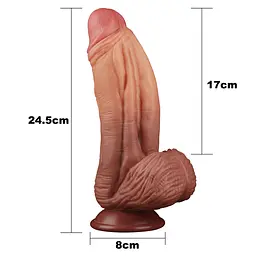 Фалоімітатор LoveToy Dual layered Platinum Silicone 24.5 см тілесний - мініатюра 8