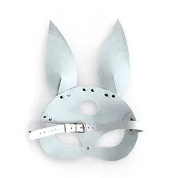 Шкіряна маска Зайчика Art of Sex - Bunny mask, колір Білий - мініатюра 4