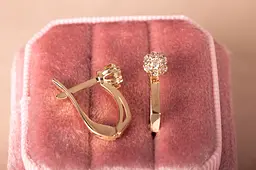 Сережки з жовтого золота з діамантами S-0039 - мініатюра 7