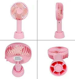 Ручний портативний вентилятор Portable Mini Fan X9 на акумуляторі з ручкою міні вентилятор USB Рожевий - мініатюра 2