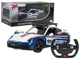 Машинка Porsche 911 Dakar Performance синьо-білий RASTAR модель 1:14 Автомобіль на дистанційному керуванні + пульт
