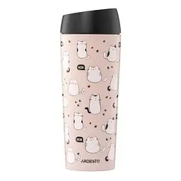 Термокружка Ardesto Coffee Time Animals Cats 450мл, нержавіюча сталь, коричневий (AR2645FC)