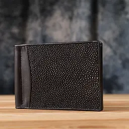Затискач для грошей з натуральної шкіри морського ската чорний STINGRAY LEATHER 18293 - мініатюра 10