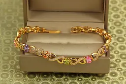 Браслет Xuping Jewelry Шепіт роси з різнокольоровими камнями 17 см 6 мм золотистий