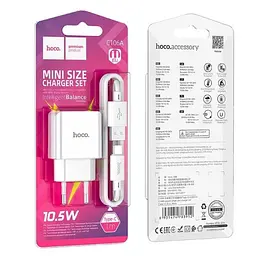 Сітчастий зарядний пристрій з кабелем HOCO C106A Leisure single port charger set(Type-C) - мініатюра 3