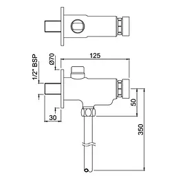 Кран-дозатор для пісуара Jaquar Pressmatic PRS-CHR-077, Хром - мініатюра 2