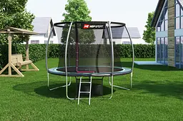 Батут Hop-Sport Premium 10ft (305см) чорно-зелений з внутрішньою сіткою - мініатюра 3