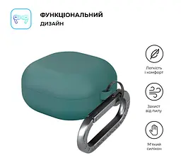 Силіконовий чохол для навушників Samsung Galaxy Buds Core, Hang Case, зелений, ультратонкий захисний кейс товщиною 2 мм, захист від подряпин, пилу та ударів, компактний, з карабіном для кріплення, ArmorStandart (ARM88042) - мініатюра 2