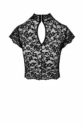 Топ Noir Handmade F303 Essence, 3XL, black, мереживний, короткий рукав, комір-стійка - мініатюра 5