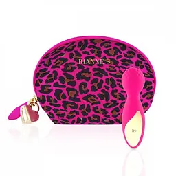 Міні-вібромасажер Rianne S - Lovely Leopard Mini Wand, 12х3.5 см (рожевий)