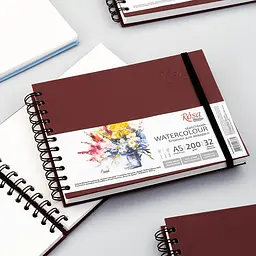 Блокнот для акварелі Rosa Studio Watercolor A5, 200 г/м², 32 арк., горизонтальний, на спіралі (бордо) - мініатюра 6
