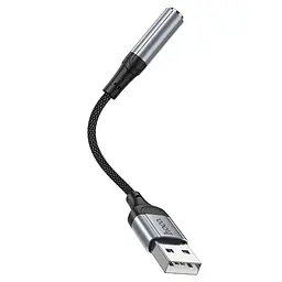 Перехідник Hoco LS36 Fresh USB to 3,5 AUX Black - мініатюра 3