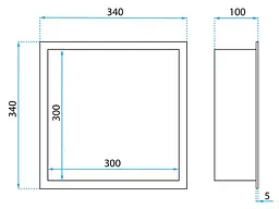 Вбудована полиця Rea 30x30 nickel brushed з обідком REA-05600, Нержавіюча сталь - мініатюра 6