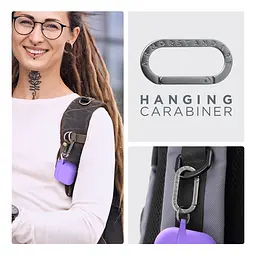 Силіконовий чохол для навушників Apple AirPods 4, Hang Case, фіолетовий, ультратонкий захисний кейс товщиною 2 мм, захист від подряпин, пилу та ударів, компактний, з карабіном для кріплення, ArmorStandart (ARM81292) - мініатюра 6