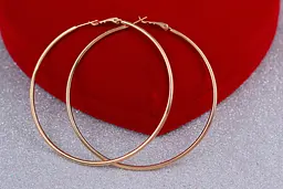 Сережки кільця Хuping Jewelry гладкі 7 см золотисті