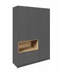 Шафа 3D Емма Orange-Line з нішею та шухлядами 150 Сірий Графіт/Дуб Евок прибережний