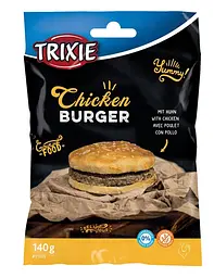 Ласощі для собак Trixie Chicken Burger Бургер з куркою та сиром'ятною шкірою 9 см 140 г (4053032439382) - мініатюра 2