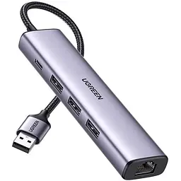 Концентратор Ugreen USB 3.0 to 3хUSB 3.0/Type-C+RJ45(1000M) Ethernet 5in1 CM475 (60554)