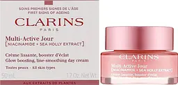 Clarins Крем для обличчя відновлюючий, розгладжуючий для всіх типів шкіри 50 мл Multi-Active Day Face Cream Niacinamide + Sea Holly Extract - мініатюра 2