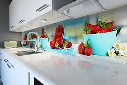 Кухонний фартух Суниця вінілова наклейка ПВХ червоні ягоди Блакитний 60х200 см Happy Pocket Z180774 - мініатюра 3