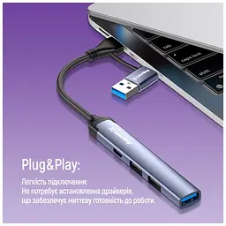 Концентратор ColorWay USB-A/USB-C 4-in-1 USB2.0х2/USB3.0/USB-C2.0 (CW-HUB06) - мініатюра 2