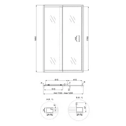 Душові двері в нішу Qtap Taurus CRM201-11.C6 110-120x185 см, скло Clear 6 мм, покриття CalcLess, універсальні, прозорий - мініатюра 2