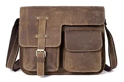 Сумка чоловіча з ефектом старовини 14697 Vintage коричнева - мініатюра 5