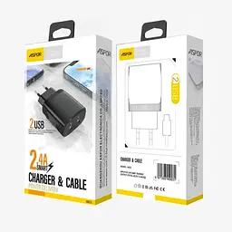 Мережевий зарядний пристрій Aspor A811 (2USB/2.4A)- білий - мініатюра 5