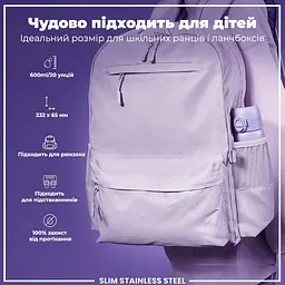 Пляшка для води металева ION8 600 мл Stainless Steel Light Purple (I8SS600PERI) - мініатюра 6