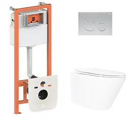 Набір Qtap Nest 4 в 1 підвісний унітаз Swan Ultra Quiet 520x360x320 + комплект інсталяції QT16335180W48191 - мініатюра 1