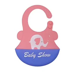 Силіконовий слинявчик з кишенею Kiddy Baby show слоник Рожевий