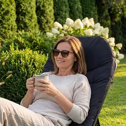 Шезлонг-ліжко туристичне Outtec Sun Zen розкладне м'яке з матрацом чорний - мініатюра 3