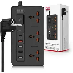 Мережевий фільтр XO WL06 подовжувач 1.8 м 3 розетки 4 USB чорний - мініатюра 3