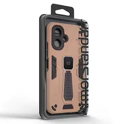 Чехол для TECNO Spark Go 2 4G (KM4), Proover, коричневый, с подставкой и магнитом, противоударный, ударопрочный, бронированный, панель-накладка, защита всего корпуса, термополиуретан (TPU) + поликарбонат (PC), ArmorStandart (ARM87171) - мініатюра 3