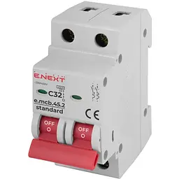 Автоматичний вимикач E.NEXT 2-п e.mcb.stand. 32А C ( 4,5кА) (s002020)