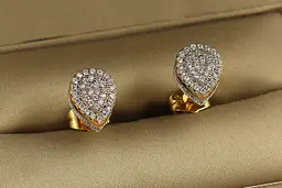 Сережки гвоздики Xuping Jewelry об'ємна крапля з родієм 1,2 см золотисті