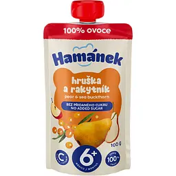 Фруктове пюре Hamanek Pouch Яблуко з грушею та обліпихою 100 г