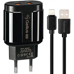 Мережевий зарядний пристрій Gelius Pro Avangard GP-HC06 + Cable XiaomicroUSB Black