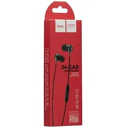 Дротові навушники Hoco 3.5 mm M16 Ling Sound вакуумні з мікрофоном 1.2 m Black - мініатюра 2