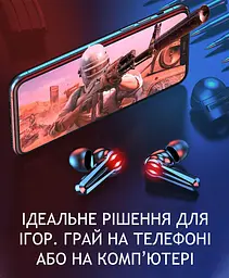 Безпровідні вакуумні ігрові навушники М28. Зарядний кейс із функцією PowerBank - мініатюра 8