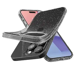 Прозорий чохол з блискітками Spigen Liquid Crystal Glitter для Iphone 15 Pro (6.1") Crystal Quartz ACS06701 - мініатюра 3
