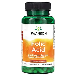 Фолієва кислота Swanson Folic Acid 800 mcg, 250 капсул