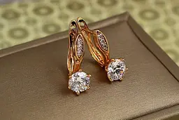 Сережки Xuping Jewelry соло із білим каменем 1,7 см золотисті - мініатюра 3
