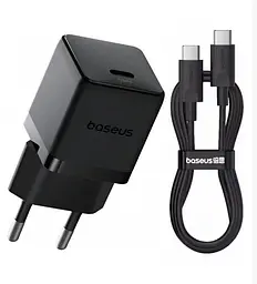 Мережевий адаптер Baseus Palm Fast Charger 1C 20 W + Cable Type-C to Type-C P10111602113-01 Чорний