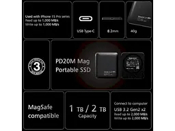 SSD-накопичувач Team PD20M Mag Portable 2 TB Titanium Gray (TPSEG2002T0C108) - мініатюра 9