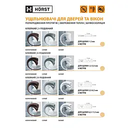 Ущільнювач для дверей клейкий I-подібний 6 м HORST білий (DS-I 9x2 WHITE) - мініатюра 6